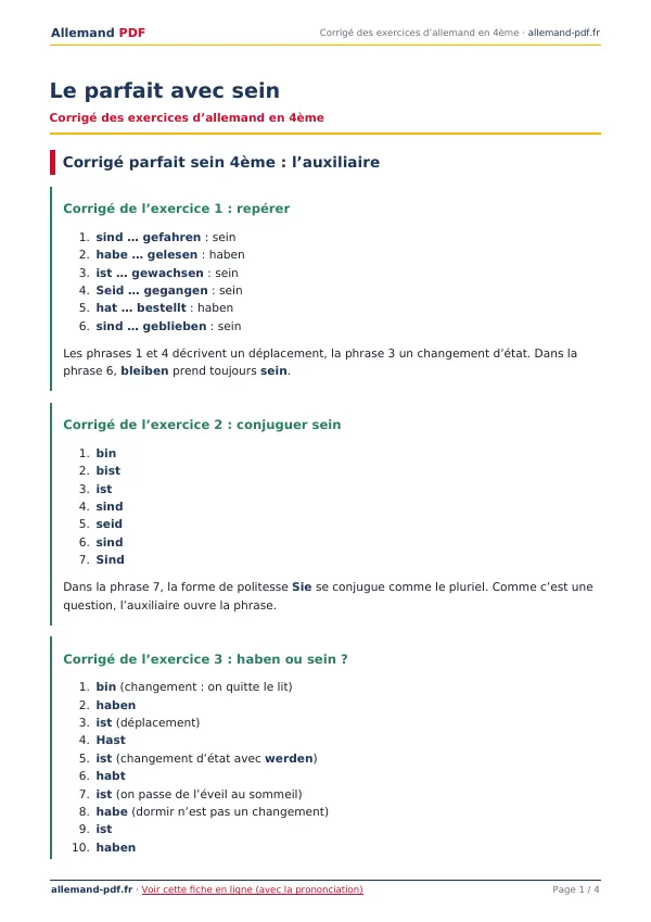 Corrigé « Le parfait avec sein » en PDF