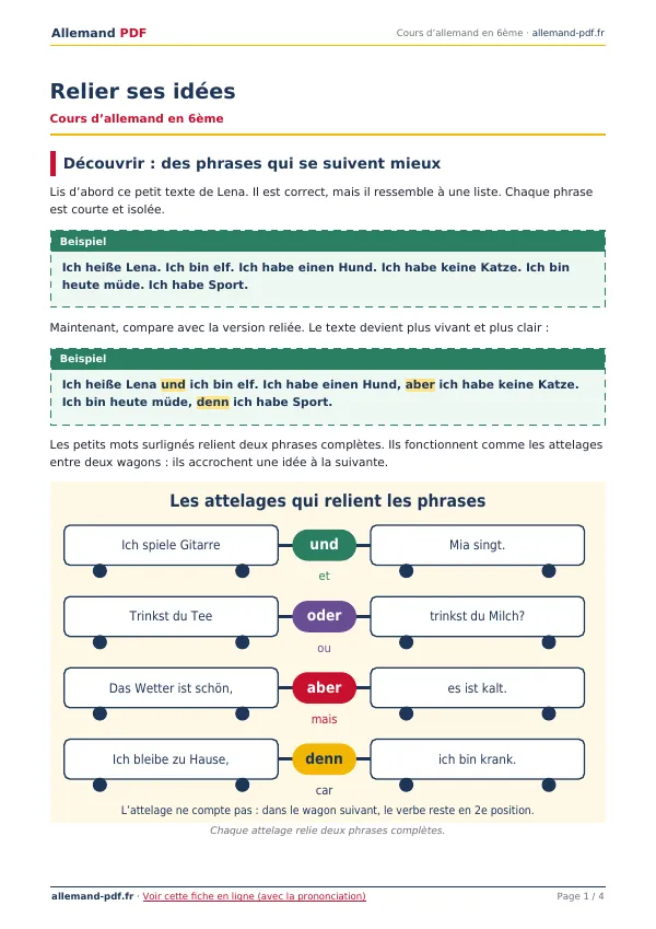 Cours « Relier ses idées » en PDF