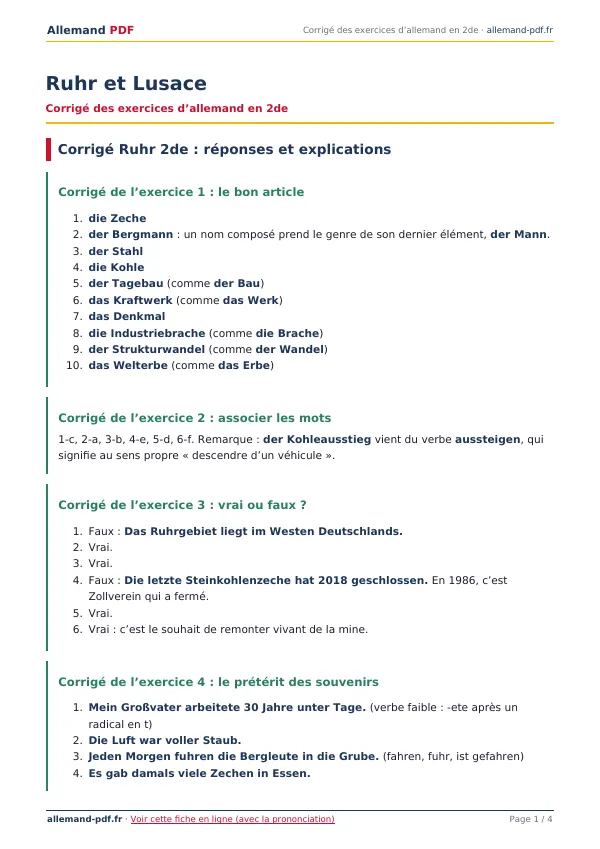Corrigé « Ruhr et Lusace » en PDF