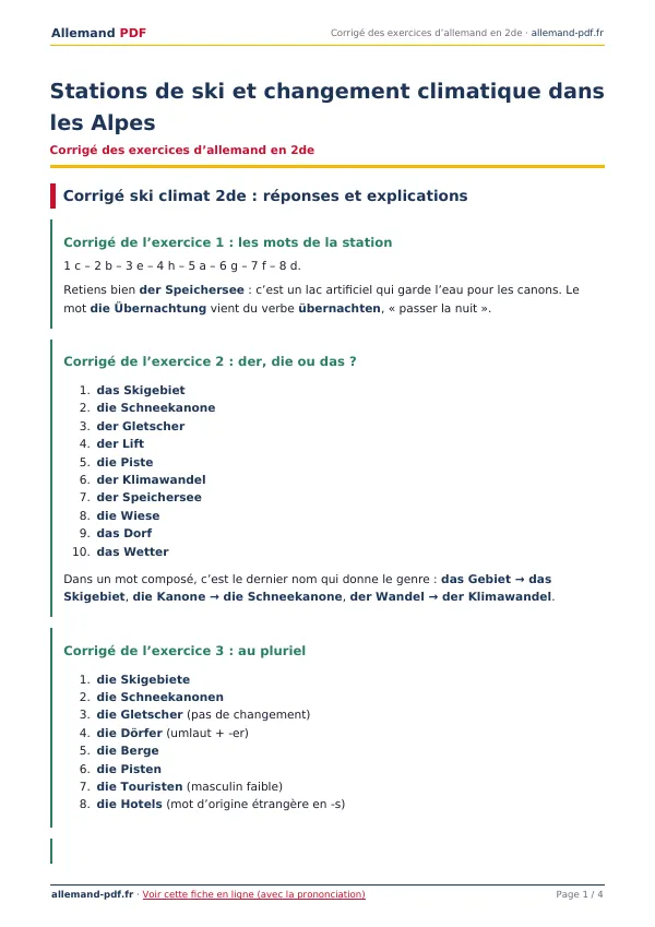 Corrigé « Stations de ski et changement climatique dans les Alpes » en PDF
