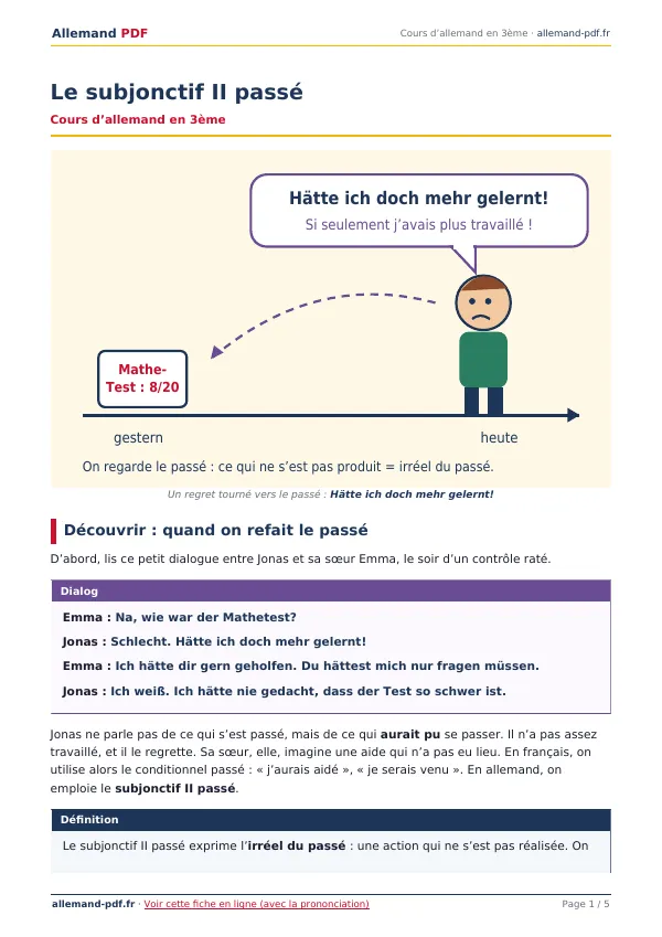 Cours « Le subjonctif II passé » en PDF