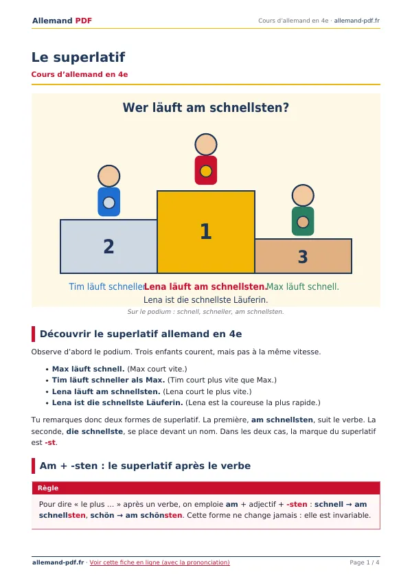 Cours « Le superlatif » en PDF