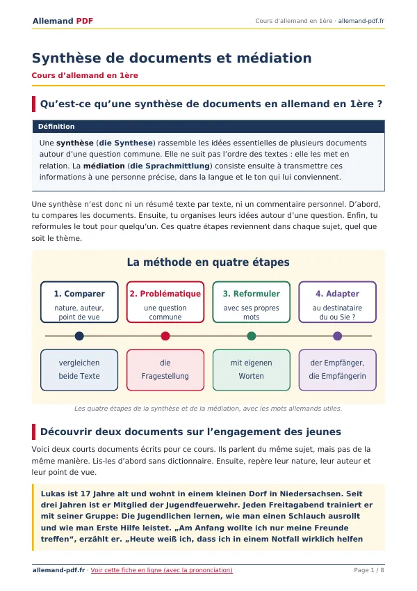 Cours « Synthèse de documents et médiation » en PDF