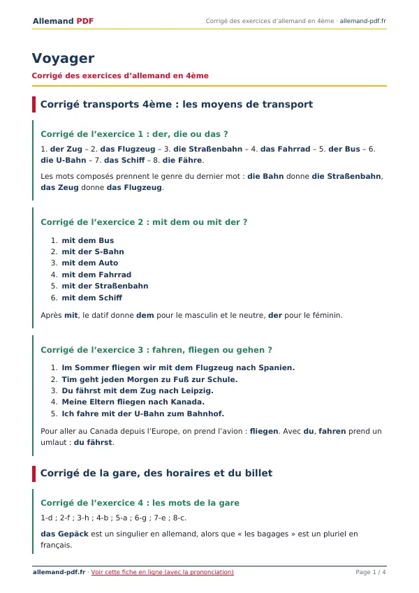 Corrigé « Voyager » en PDF