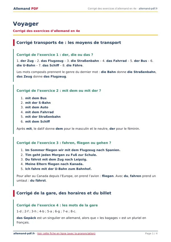 Corrigé « Voyager » en PDF